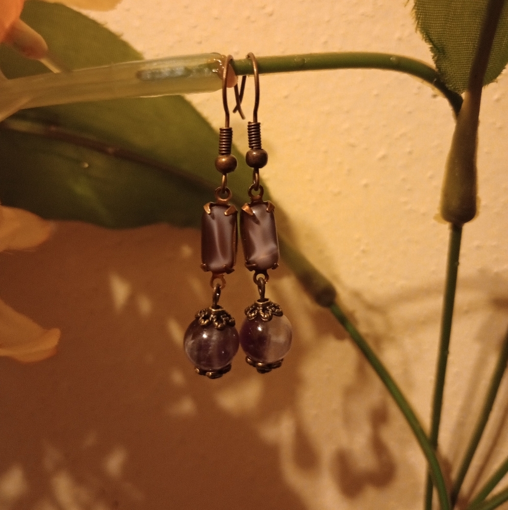 Amethyst and Moonstone Earrings